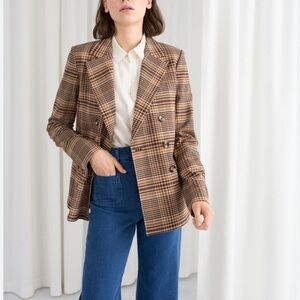 NWT & Other Stories Brown Plaid Classic Blazer Size 0